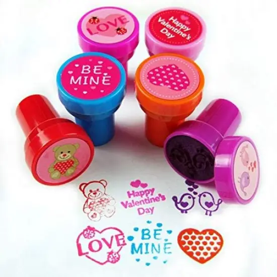 TINYMILLS 24 Pcs Valentine's Day Stampers for Kids Valentine's Day Classroom Exchange Party Favors Goody Bag Treat Bag Stuffers {2}