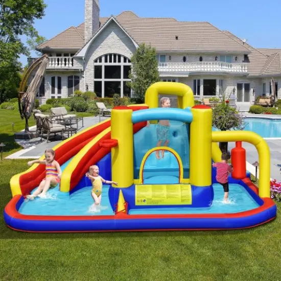 7-in-1 Inflatable Water Slide Bounce Castle {1}