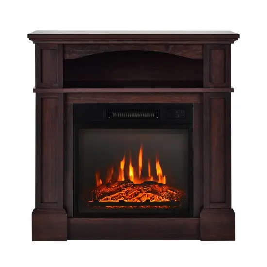 32 Inch 1400W Electric TV Stand Fireplace with Shelf-Natural {3}