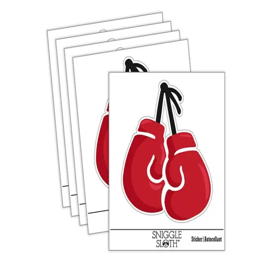 Pair of Boxing Gloves Hanging Waterproof Vinyl Phone Tablet Laptop Water Bottle Sticker Set - 5 Pack {2}