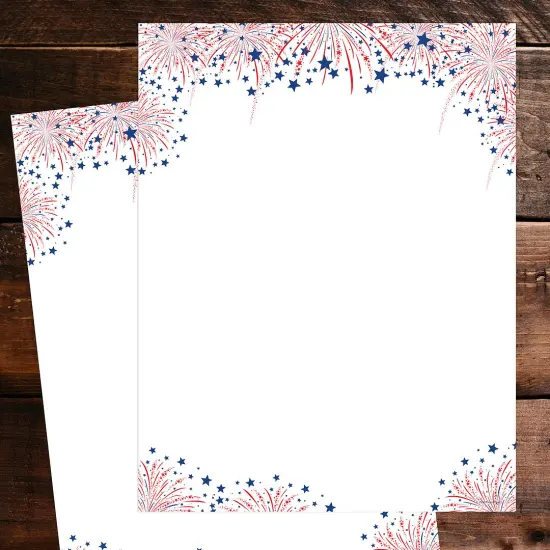 Great Papers! Fireworks Patriotic Stationery Letterhead, Invitations and Announcements, Printer Friendly, 8.5"x11", 80 Pack {3}