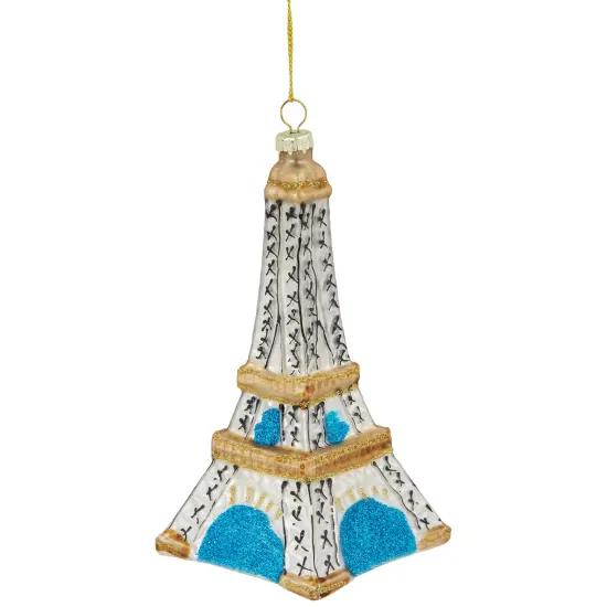 Northlight 4.75" Silver Eiffel Tower Glittered Christmas Glass Hanging Ornament Gold {4}