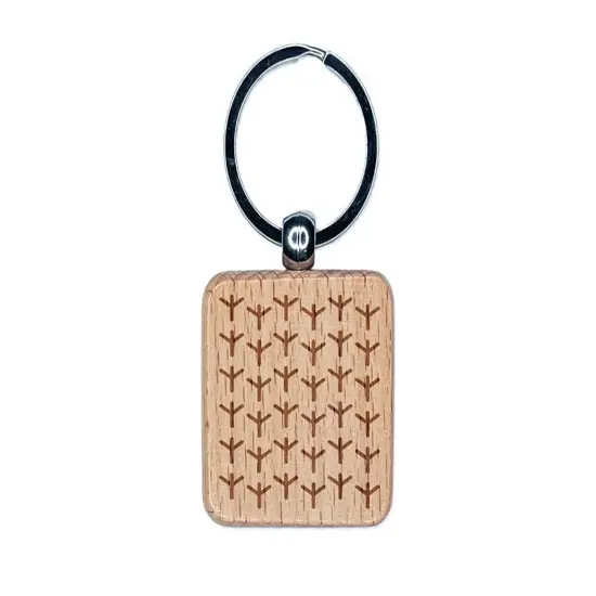 Bird Tracks Background Engraved Wood Square Keychain Tag Charm {1}