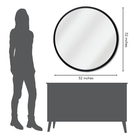 Americanflat Framed Round Mirror - Circle Mirror for Bathroom, Bedroom, Entryway, Living Room - Large Black Circle Mirror for Wall D&eacute;cor {10}