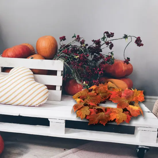 16" Multi-Colored Maple Leaf Wreath by Floral Home&reg;, Floral Home by Artificial Flowers {5}