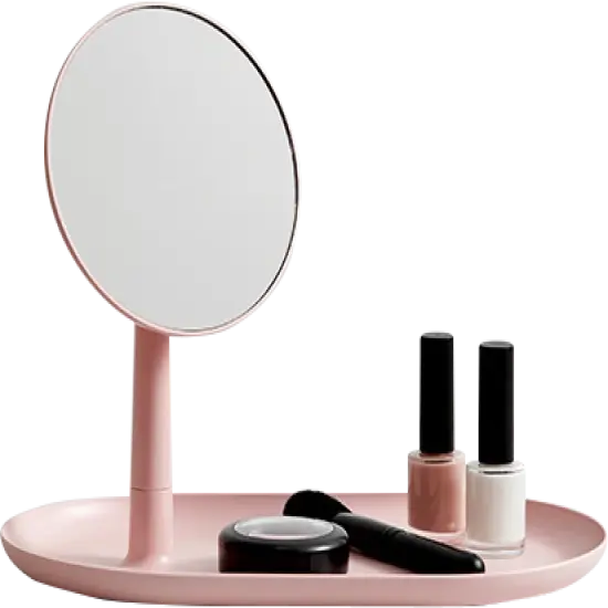 Mirror Tray for beauty accessories and jewelry, Pink {2}