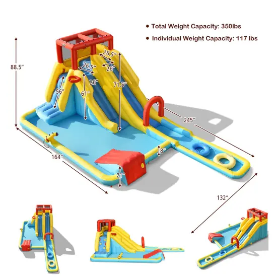 7-in-1 Inflatable Dual Slide Water Park Bounce House {5}