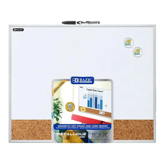 Aluminum Framed Magnetic Dry Erase/Cork Combo Board, 16" x 20" {1}