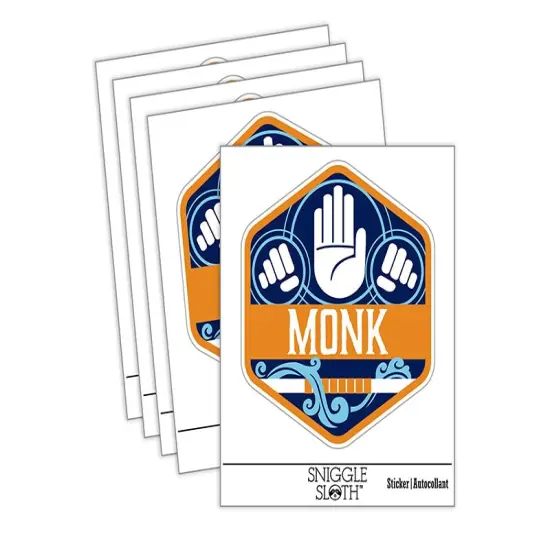 RPG Class Monk Games Fantasy Gaming Waterproof Vinyl Phone Tablet Laptop Water Bottle Sticker Set - 5 Pack {2}