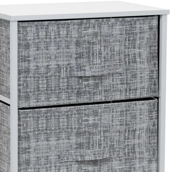 Sorbus Dresser with 4 Drawers - Bedside Furniture & Night Stand End Table Dresser with Steel Frame, Wood Top, Easy Pull Fabric Bins for Home, Bedroom Accessories, Office & Dorm Gray/White {5}