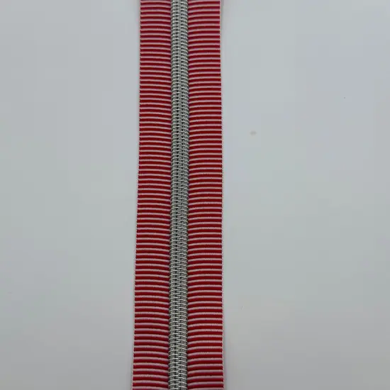 Red and white stripe with silver teeth Zipper Tape {3}