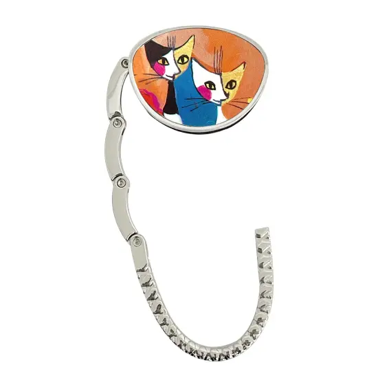 Wrapables Stylish Purse Hook Hanger, Foldable Handbag Table Hanger, Two Cats {2}