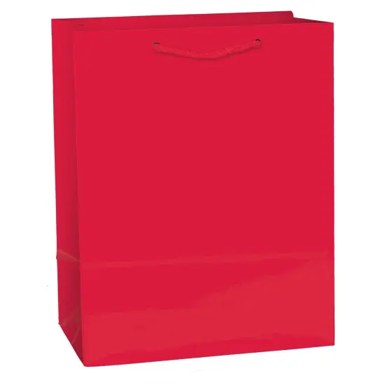 Solid Glossy Apple Red Gift Bag, 1ct {1}