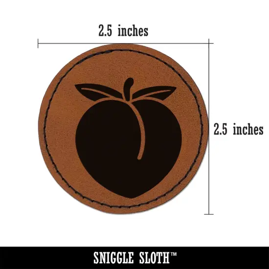 Plump Peach Solid Round Iron-On Engraved Faux Leather Patch Applique - 2.5" Brown {3}