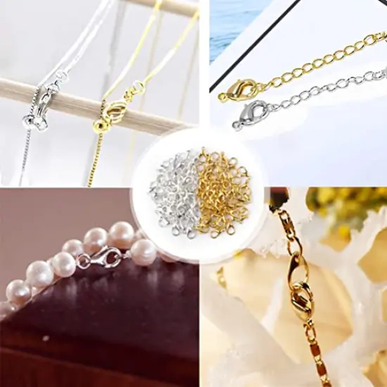 300 pcs Lobster Clasps and Open Jump Rings Set, Jewelry Clasps Lobster Claw Clasps for Jewelry Making Findings&Bracelets Stocking Stuffers Christmas Gifts(Gold, Silver) {6}