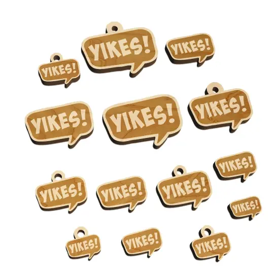 Yikes Callout Speech Bubble Mini Wood Shape Charms Jewelry DIY Craft {7}