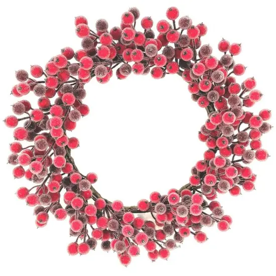 18" Vibrant Red Magic Berry Wreath with Lifelike Berries, Floral Home by Artificial Flowers {1}