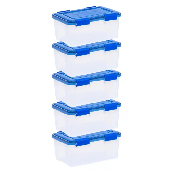 IRIS USA 5Pack 19qt WEATHERPRO Airtight Plastic Storage Bin with Lid and Seal and Secure Latching Buckles {2}
