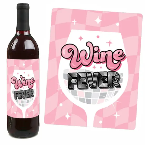 Big Dot of Happiness Last Disco - Bachelorette Party Decorations for Women and Men - Wine Bottle Label Stickers - Set of 4 {7}