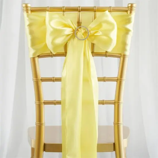10Pcs Satin Chair Sashes for Wedding Reception Decor Yellow {1}
