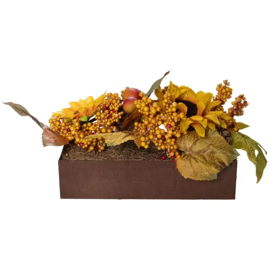 Northlight 10" Yellow and Brown Sunflowers and Leaves Fall Harvest Floral Arrangement {6}