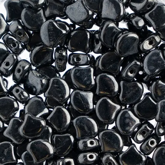 John Bead Czech Glass Metallic Ginko Beads, 50g Jet Hematite {1}