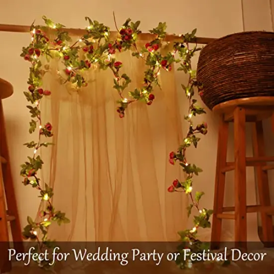 20 LED Rose Flower String Lights 7.2ft Artificial Flower Garland with Fairy Lights Rose Vine Lights for Valentines Day Garden Party Wedding Table Decor Thanksgiving Christmas Decor Lights {4}