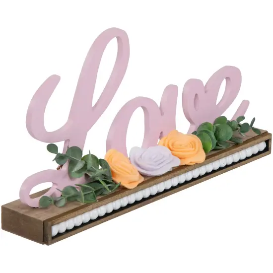 Northlight Love with Flowers Wooden Valentine's Day Sign - 11.25" Pink {7}