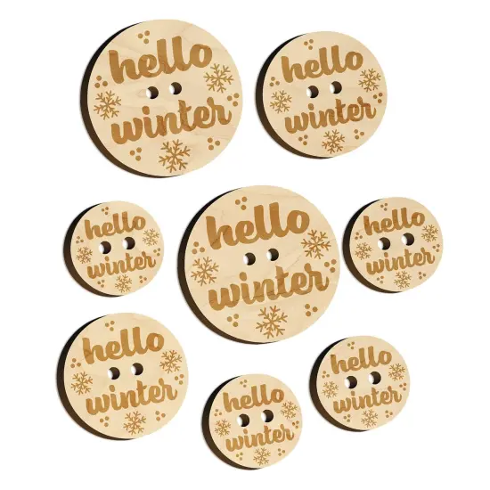 Hello Winter Wood Buttons for Sewing Knitting Crochet DIY Craft {7}