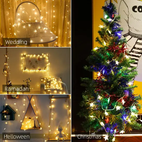 Star String Lights 10Ft 20 LED Fairy Lights Battery Operated Waterproof Indoor Outdoor Twinkle Christmas Lights for Bedroom Party Wedding Xmas Tree Decoration (Warm White) {4}