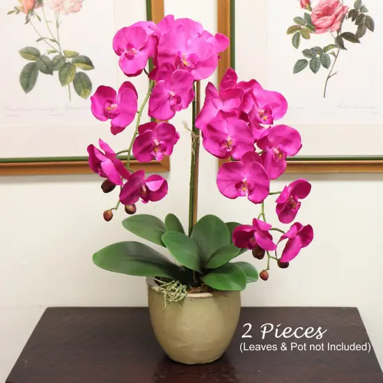 2-Pack: 33.5-Inch Fuchsia Phalaenopsis Orchid Stem with 9 Realistic Silk Blooms {5}