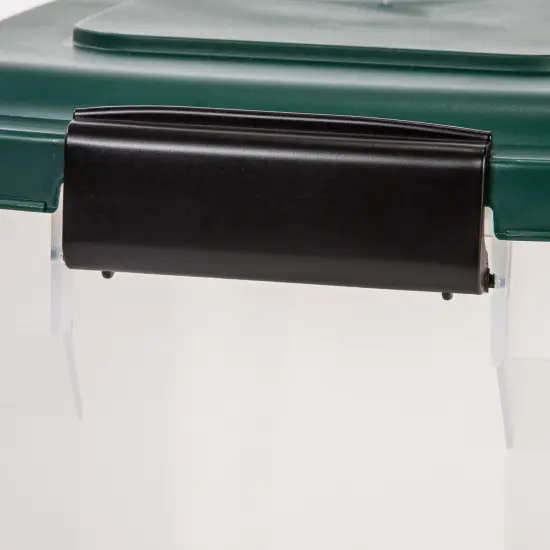 IRIS USA 22 Lbs / 28 Qt WeatherPro Airtight Dog Food Storage Container with Attachable Casters, For Dog Cat Bird and Other Pet Food Storage Bin, Keep Fresh, Translucent Body, Green {4}