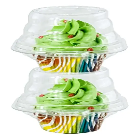 Individual Cupcake Container (Pack of 100) - Single Compartment Cupcake Carrier Holder Box - Stackable - Deep Dome - Clear Plastic - BPA-Free {6}