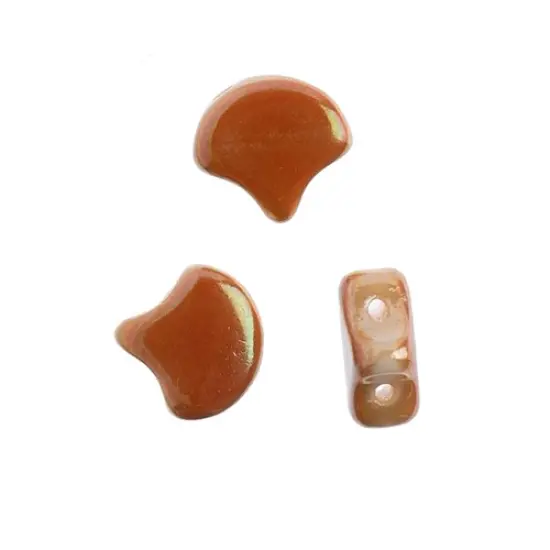 John Bead Czech Glass Opaque Ginko Beads, 50g Chalk Apricot {2}