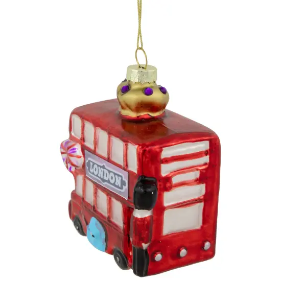 Northlight 3.5" Double-Decker Bus Glass Christmas Ornament Red {6}