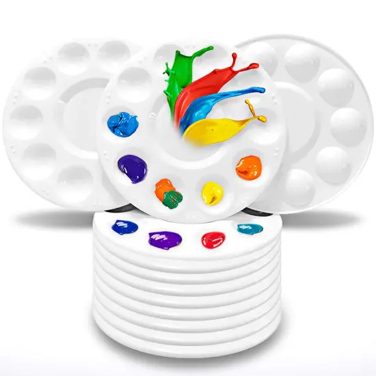 12 Pieces Paint Tray Palettes, Plastic Paint Pallets for Kids or Students to Paints on School Project or Art Class-12pcs {3}