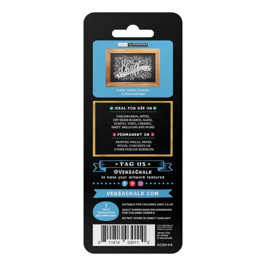 VersaChalk White Liquid Chalk Markers for Chalkboards, Set of 4 - 3mm Fine Tip {6}