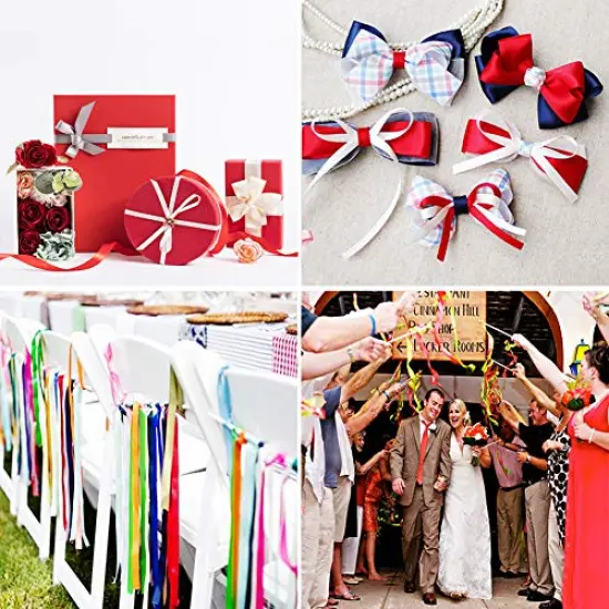 LIUYAXI 20 Colors 100 Yard Satin Ribbon Fabric Ribbon Silk Ribbon Embellish Ribbon Rolls, 2/5" Wide 5 Yard/Roll, Ribbons Perfect for Crafts, Hair Bows, Gift Wrapping, Wedding Party Decoration and More {2}