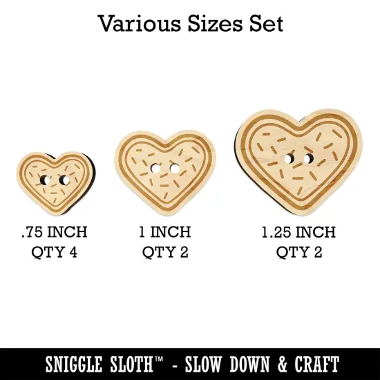 Heart Sprinkle Cookie Wood Buttons for Sewing Knitting Crochet DIY Craft {1}
