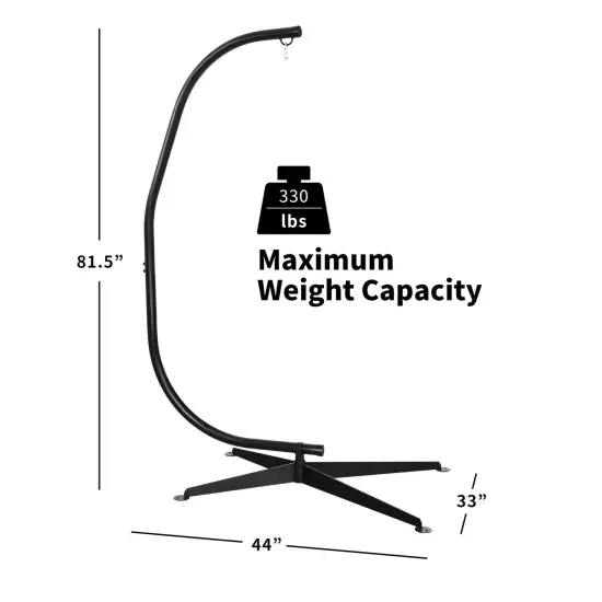 Black Solid Steel C Hammock Frame Stand with 360 Degree Rotation {5}
