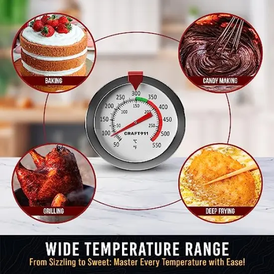 Candy Thermometer with Pot Clip - Deep Fry Oil Thermometer for Frying - Cooking Thermometer for Frying Oil Candle Making Hot Oil Deep Fryer Thermometer 8" Side of Pot Thermometer {4}