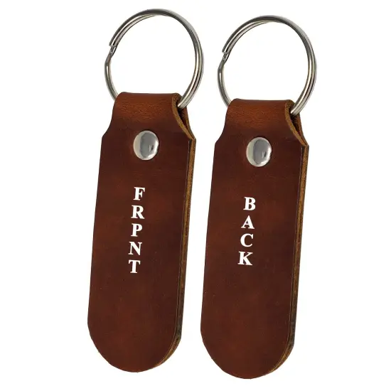 2 Sided Leather Key Chains 10 Pack-Customize it for Promotional Gifts, Fundraising, Events, Wedding - Engrave on Both Sides Medium Brown {2}