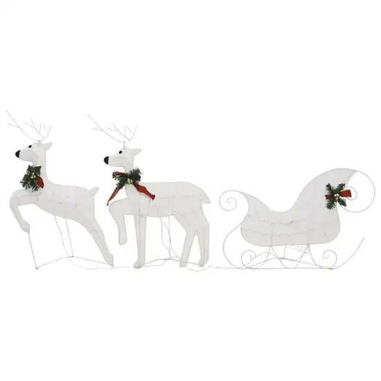 Outdoor White Christmas Decoration with 100 LEDs - Reindeer & Sleigh {1}