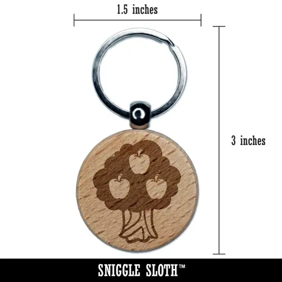 Apple Tree Fall Autumn Engraved Wood Round Keychain Tag Charm {2}