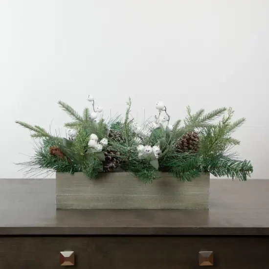 Northlight Mixed Pine with Pine Cones and Berries Christmas Floral Arrangement - 20" Green {3}