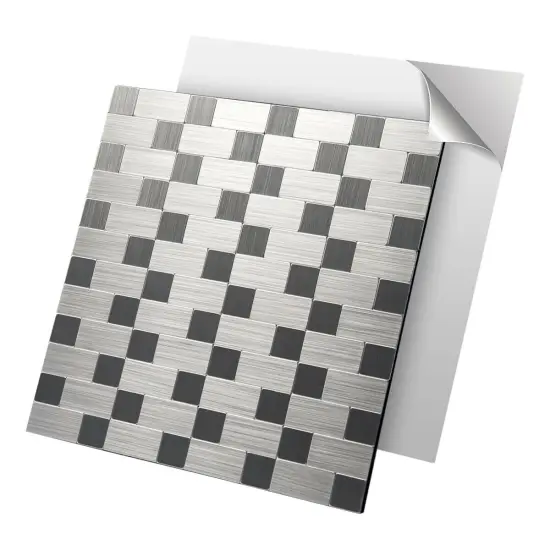 10-Pck Peel and Stick Metal Backsplash Tile Bath Kitchen Mosaics Wall {1}
