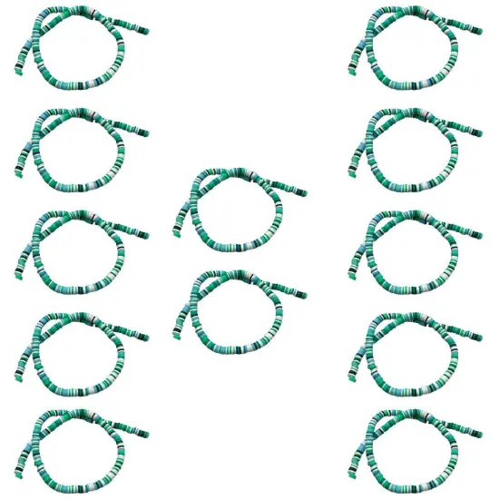 Kitcheniva 6mm Heishi Beads Clay Disc Flat Vinyl DIY Jewelry 10 Strands Blue & green {1}