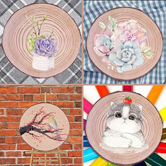 chfine Natural Wood Slices for Crafts 42 Pcs 2.4-2.8 Inches Natural Wood Unfinished Rounds with Pre-drilled Hole and 33 Feet Twine String Christmas DIY Crafts Ornaments Party Wedding Decoration {4}