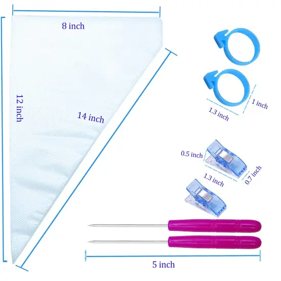 122 Pieces Tipless Piping Bags - 100pcs Disposable Piping Pastry Bag for Royal Icing/Cookies Decorating - 10 Pastry Bag Ties,10 Clips &2 Scriber Needle - Best Cookie/Cake Decorating Tools (14 inch) {4}