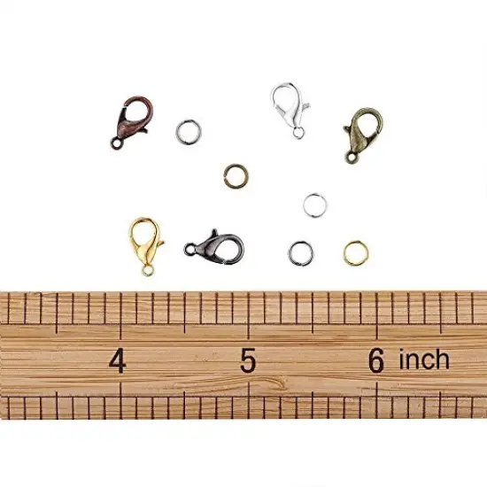 6 Colors Jewelry Finding Kits with 5mm Open Jump Rings & 12x6mm Lobster Claw Clasp for DIY Bracelet Necklace Jewelry Making {4}